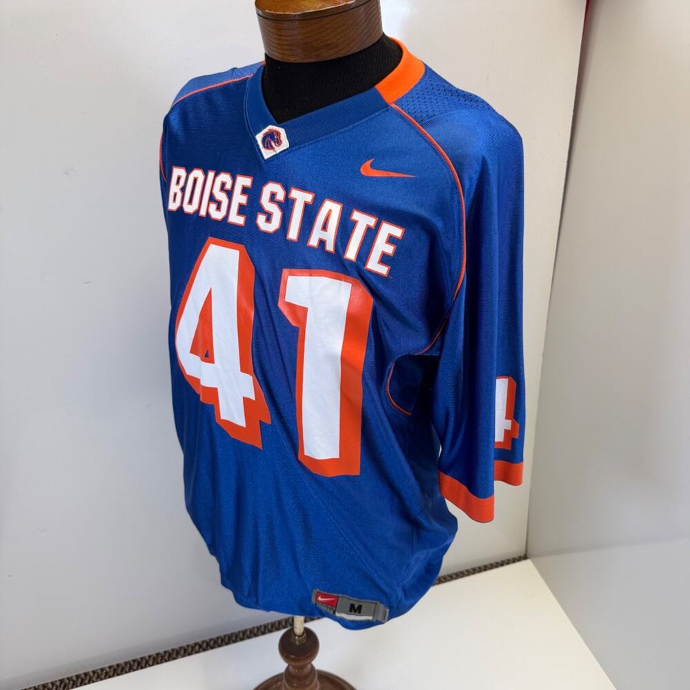 Vtg Nike Team #41 Boise State Broncos BSU Football Jersey Blue Orange Sz Med - Picture 2 of 6